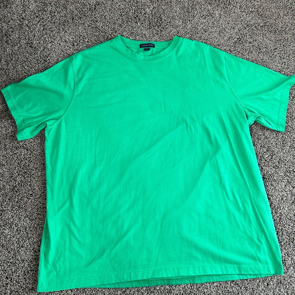 Lands' End Men's Size XXL Green T-Shirt short sleeve solid pattern 100% cotton